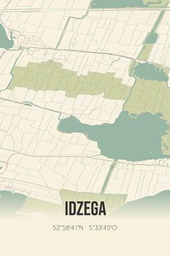 Vintage landkaart van Idzega (Fryslan) van Rezona