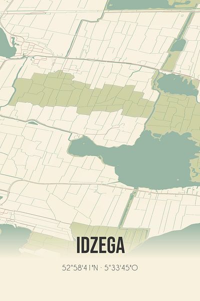 Carte ancienne d'Idzega (Fryslan) par Affiches de lieux