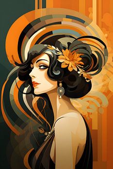 Art Deco Frauenportrait Illustration minimalistisch #4