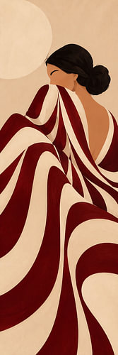Woman Wrapped in Burgundy Stripes