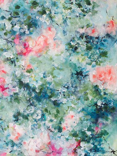 Armure de Tendresse - peinture abstraite avec impression de fleurs