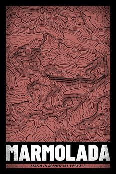 Marmolata | Topographie de la carte (Grunge)