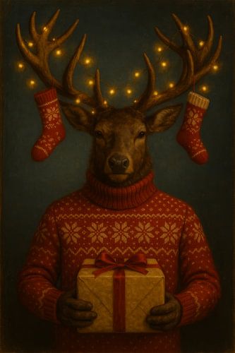 Cerf festif en mauvais pull de Noël