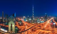 Dubai Skyline Sheyk Zayed Road Panorama at the blue hour by Jean Claude Castor thumbnail