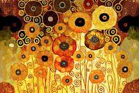 A field of poppies in gold