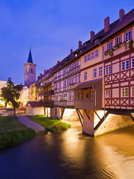Krämerbrücke in Erfurt in the evening by Werner Dieterich