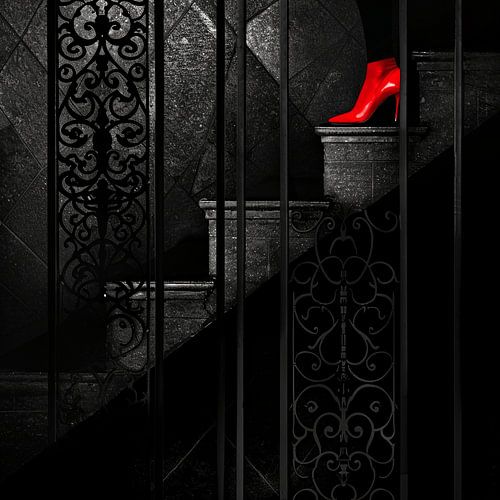 Elegant Steps - Red Heels Dancing on Black Shades