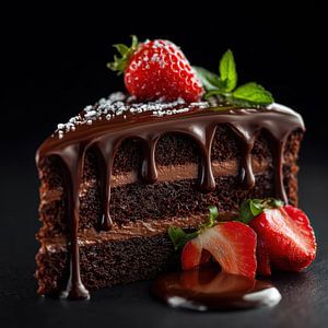 Chocolate cake with strawberries