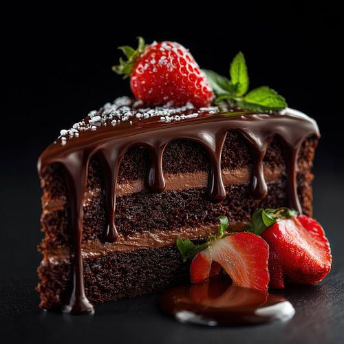 Chocoladetaart met aardbeien