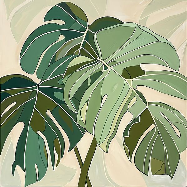 Monsterabladeren - abstracte elegantie van Poster Art Shop