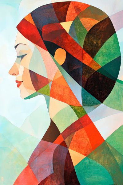 Geometrische Porträtstudie in Farben von Poster Art Shop