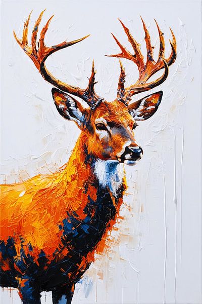 Abstract colourful deer painting by Art & Soul Creations