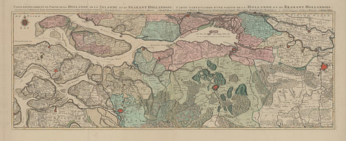 Oude kaart grensgebied Zeeland, Noord Brabant en Zuid holland