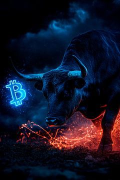 Stierenmotivatie met Bitcoin-logo van Poster Art Shop