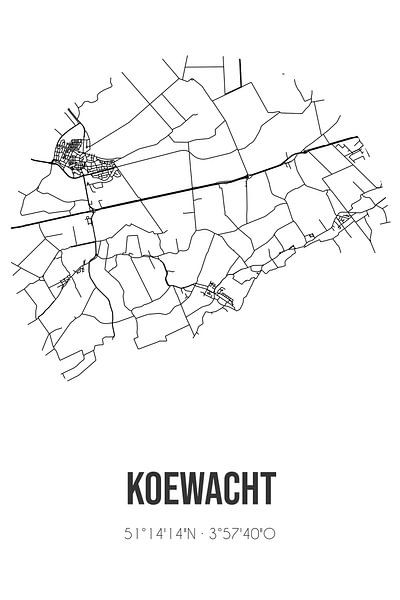 Koewacht (Zeeland) | Map | Black and white by Prints of Place