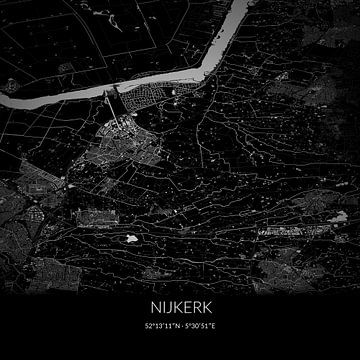 Black-and-white map of Nijkerk, Gelderland. by Rezona