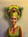 Caribische vrouw met ananas als surrealistisch portret van Britta Glodde thumbnail