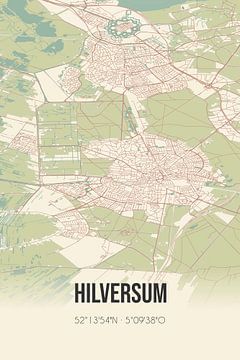 Vintage landkaart van Hilversum (Noord-Holland) van MijnStadsPoster
