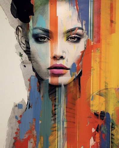 Modernes und abstraktes farbenfrohes Porträt