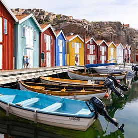 Bunte Ferienhäuser Smögen, Schweden von Peter Wierda