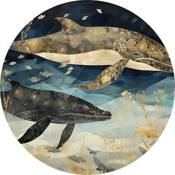 Walvissen in de zee van Artsy