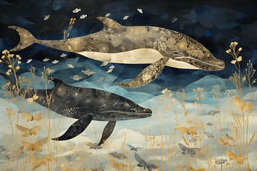 Whales in the sea by Artsy