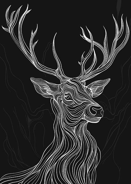 Le cerf majestueux en fines lignes par Art Kingdom