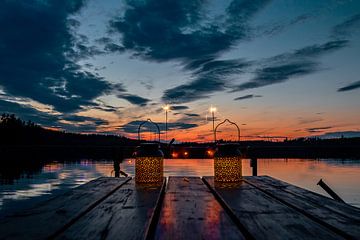 Dromerige zonsondergang in Zweden van Margit Kluthke