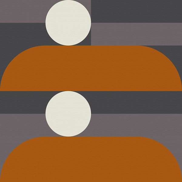 Abstract geometric retro style in dark gold, taupe, grey X by Dina Dankers