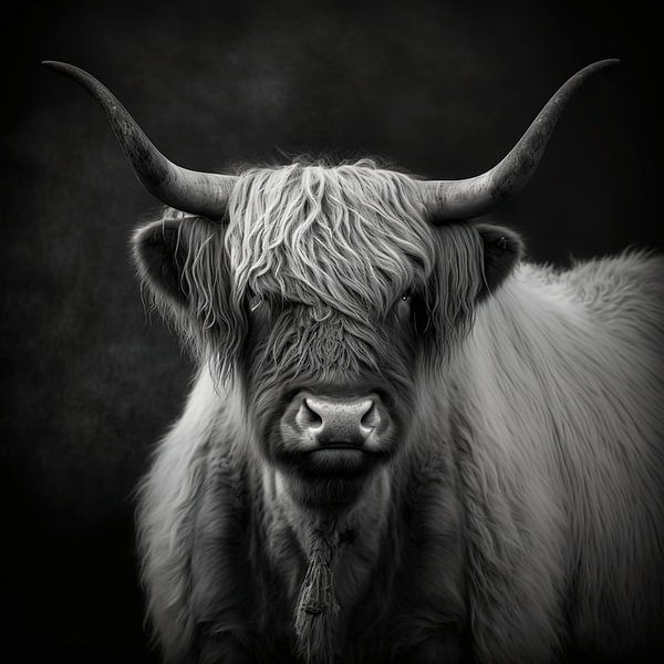 Bœuf Highland Noir Blanc par Daniel Kogler