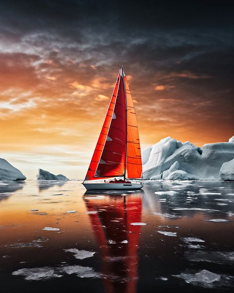 Zeilboot van het ijs van fernlichtsicht