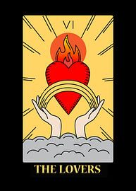 The Lovers Tarot Card VI Spiritual Wall Decoration Art Print by Millennial Prints