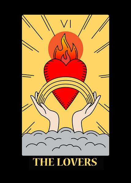 The Lovers Tarot Card VI Spiritual Wall Decoration Art Print by Millennial Prints