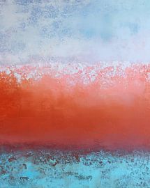Peinture abstraite minimaliste en corail et bleu clair