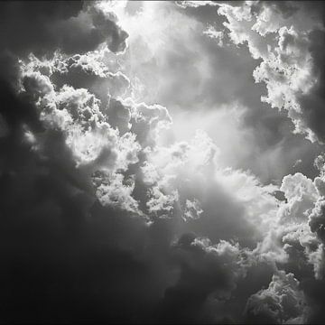 Monochrome wolken van Poster Art Shop