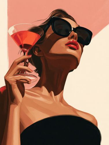 Elegante Vrouw met Zonnebril en Cocktail