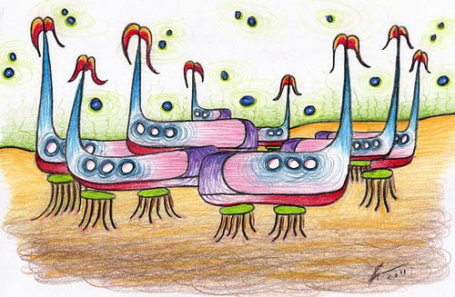 Kleurrijke fantasie tekening