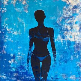 Silhouet in blauw van Poster Art Shop