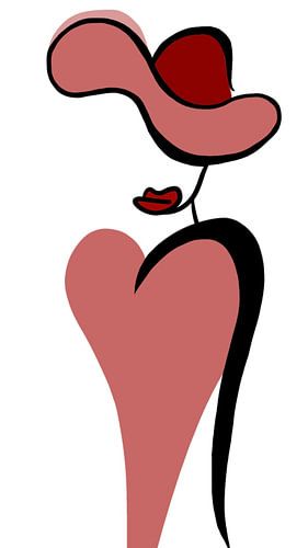 Weibliches Porträt - Abstrakte Strichzeichnung