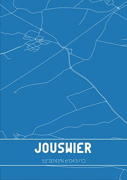 Blauwdruk | Landkaart | Jouswier (Fryslan) van MijnStadsPoster