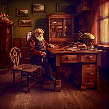 Alter Mann mit Bart am Schreibtisch Antik von Animaflora PicsStock