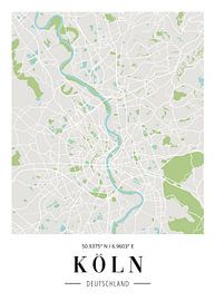 Minimalistische Köln Karte - Kunstvolles Stadtposter für Ihr Zuhause von Poster Art Shop