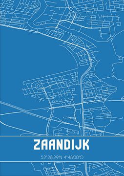 Blauwdruk | Landkaart | Zaandijk (Noord-Holland) van Rezona