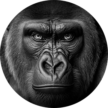 Apen portret in zwart wit van Digitale Schilderijen