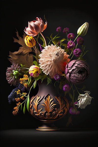 Still life in a dark vase by Kim West