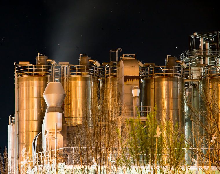 Chemical plant at night by ManfredFotos
