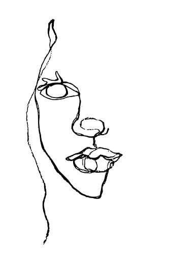 Gezicht van een vrouw in minimal art stijl