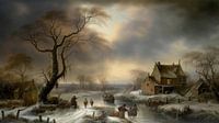 Hollands winterlandschap schilderij met oude boerderij