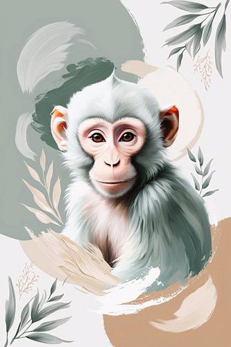 Jonge aap met bladeren