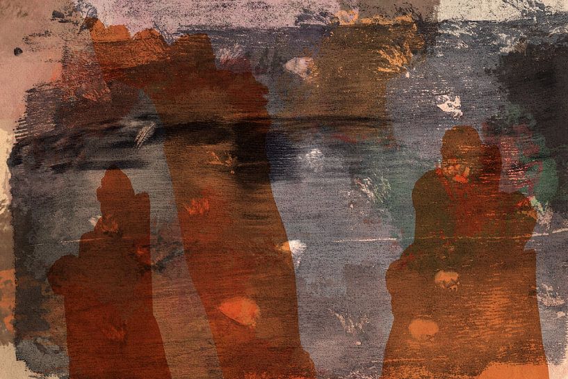 Abstract retro. Landscape in terra, taupe, warm grey. by Dina Dankers